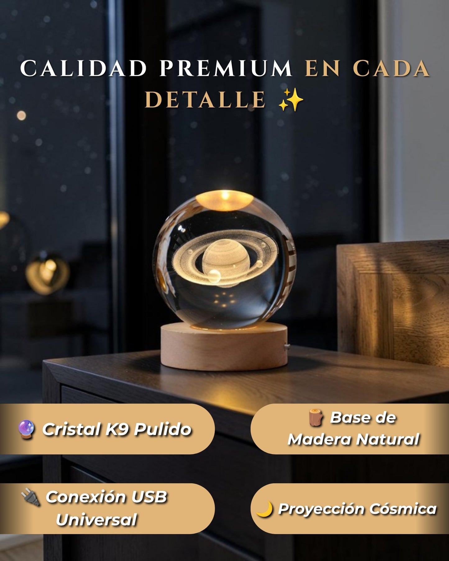 Bola de cristal 3D - Saturno